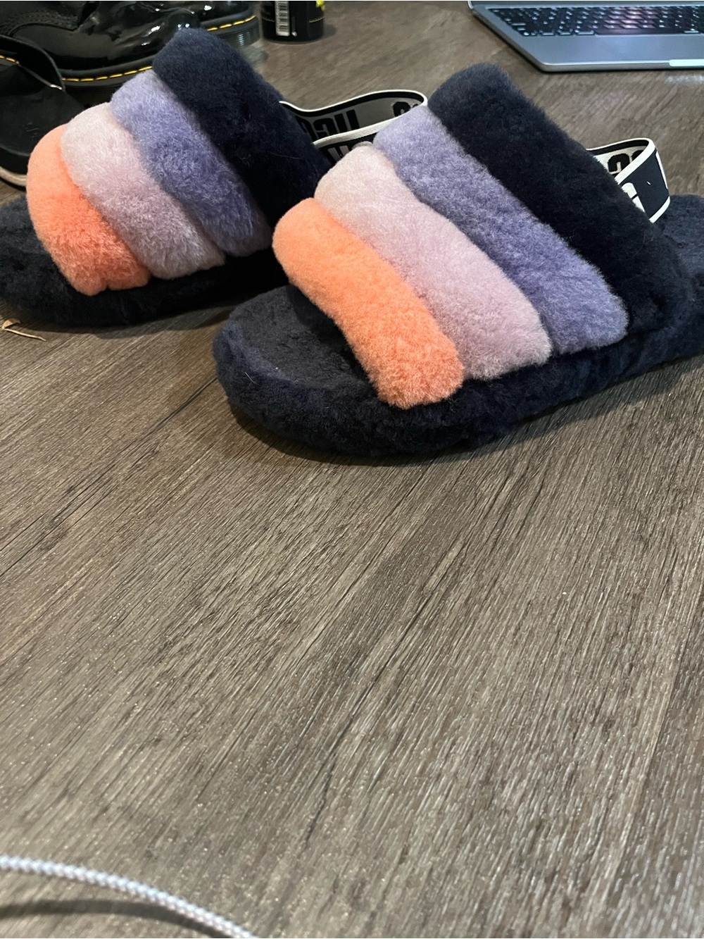 UGG Fluff Yeah Slides in the "Starry Night Multi" colorway